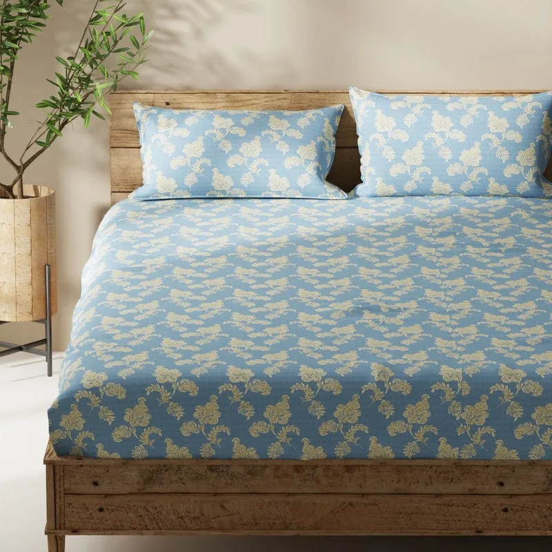 Lorven Fitted Bedsheet (Sea Blue) - 115 GSM media 4