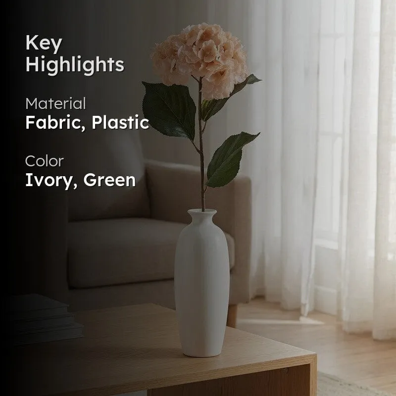 Hydrangea Artificial Flower Stem - Ivory media 2