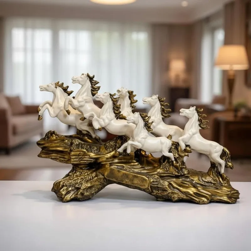 Galloping Grace Horse Resin Showpiece - White - 4