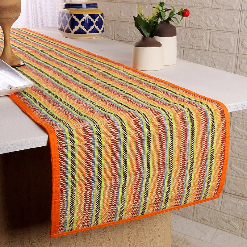 Chequered Zen Bamboo Table Runner - Orange media 1