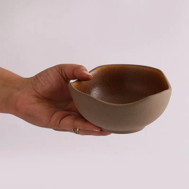 Matte Brown Hexa-Shaped Stoneware Bowl - 400 mL media 8