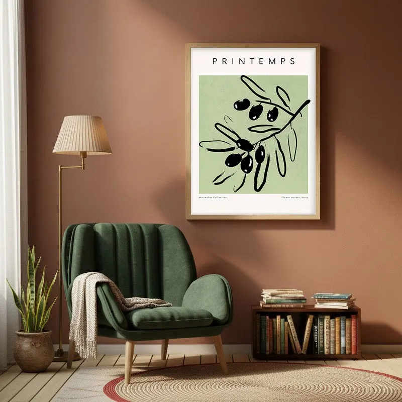 Spring Gestures Canvas Wall Painting With Brown Frame media 1