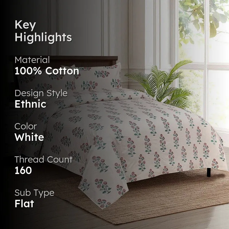 Tamiksha Printed Cotton Bedsheet (Red) - 160 TC media 2
