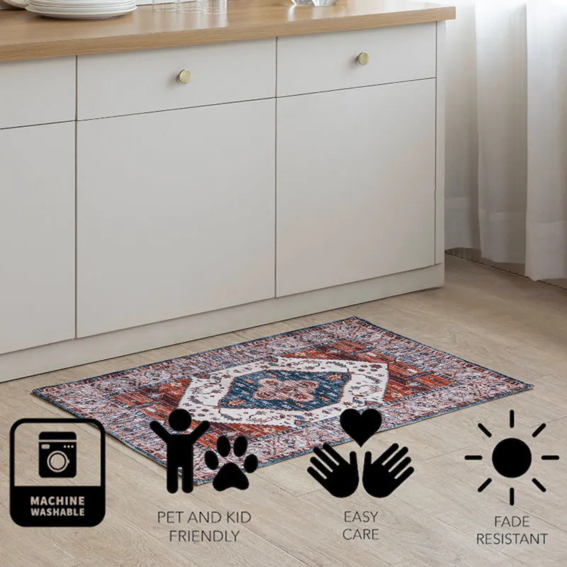 Orlena Cotton Door Mats - White & Red media 7
