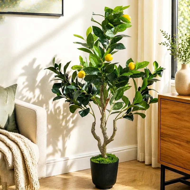 Lemon Aura Artificial Plant With Black Plastic Pot - 93 cm (3.1 ft) media 1