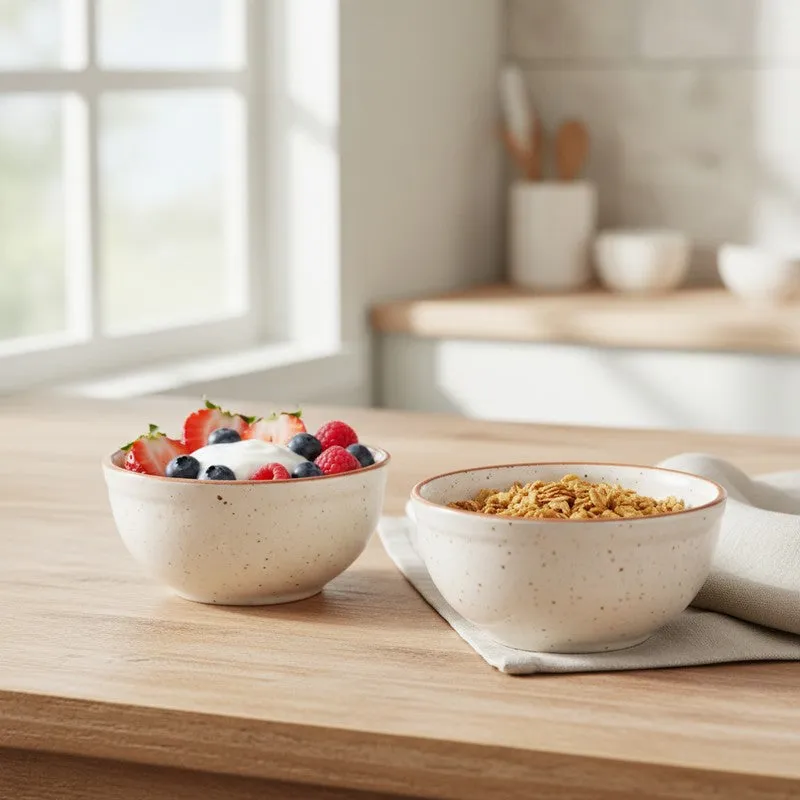 BiteCraft Ceramic Snack Bowls (White, 200 mL Each) - Set Of Two media 3