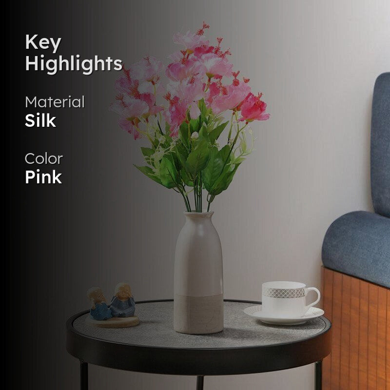 Faux Hibiscus Floral Bunch (Pink) - Set Of Two media 2