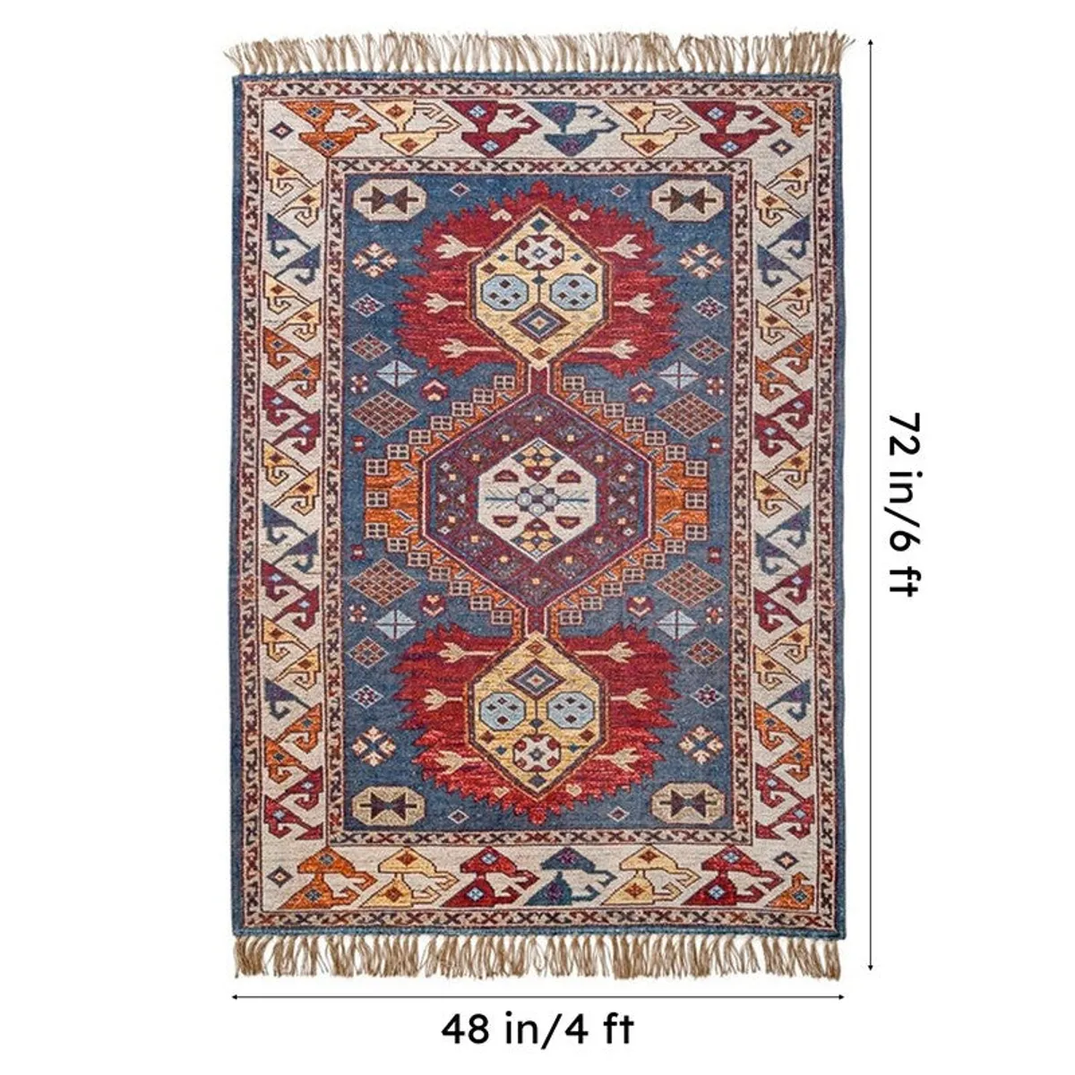 Rug shown with measurement arrows indicating its rectangular size