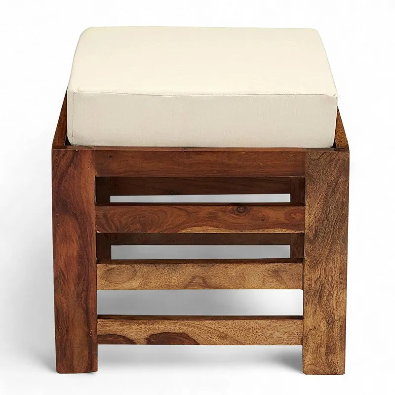Synex Sheesham Wooden Bench with Cushions (White) - Four Piece Set media 4