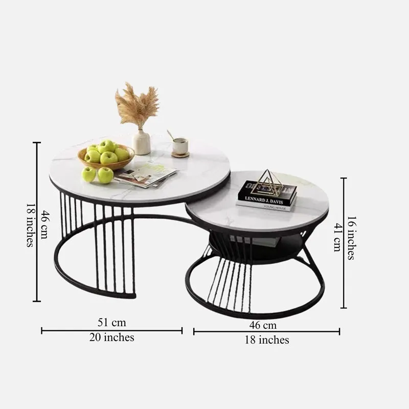 Phoenix Accent Table with Marble Top (Black) - Set Of Two media 8
