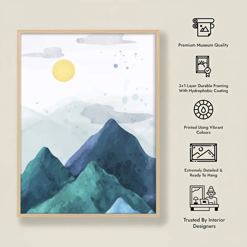 Azure Peaks Archival Paper Wall Art - Natural Brown Frame media 8