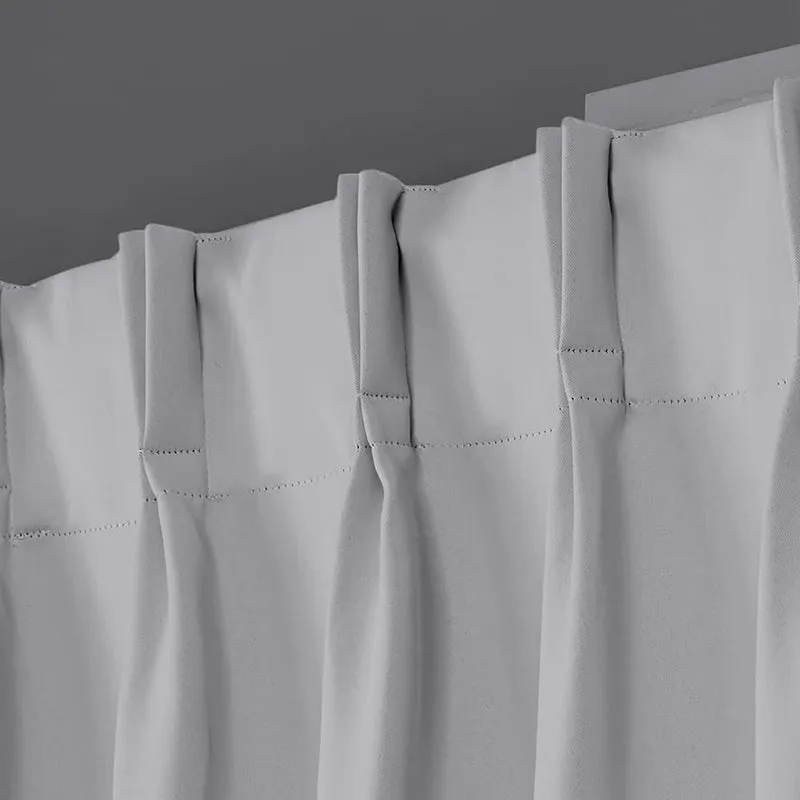 Noir Double Pinch Pleat Blackout Curtain - Silver media 4