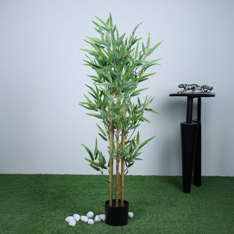 Artificial Bamboo Plant With Black Fiber Pot - 3.9 Feet media 3