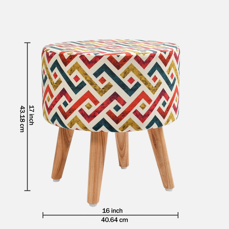 Ripple Zigzag-print Velvet Ottoman - Multicolor media 7