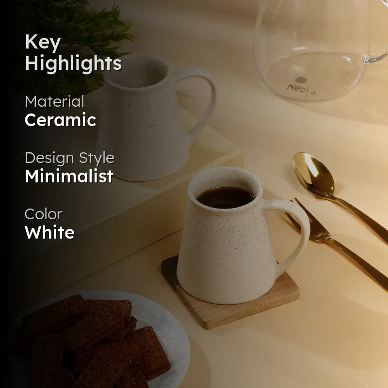 Mocha Ceramic Coffee Mug (300 mL Each,White) - Set Of Two media 2