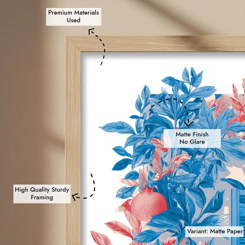 Mediterranean Blues Canvas Wall Painting - Brown Frame media 7