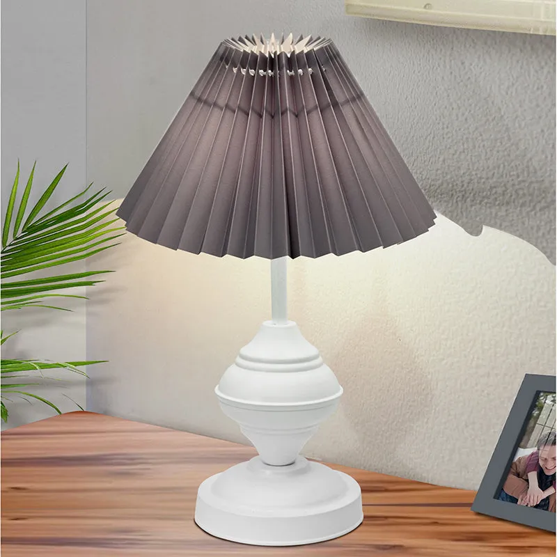 French Pleat Orbin Metal Table Lamp - Grey,White media 1