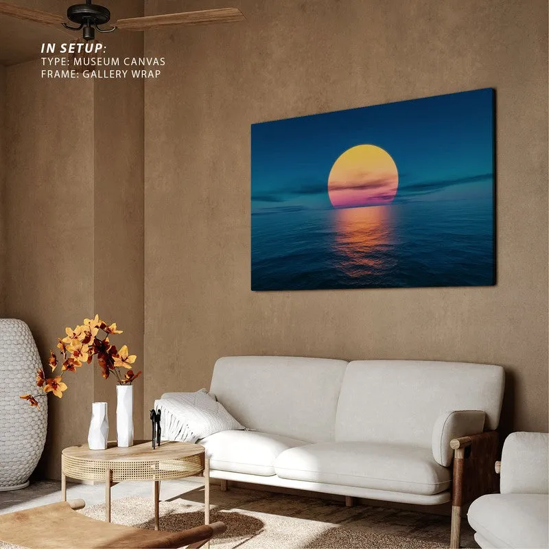 Sunset By The Ocean Canvas Wall Painting - Black Frame media 7