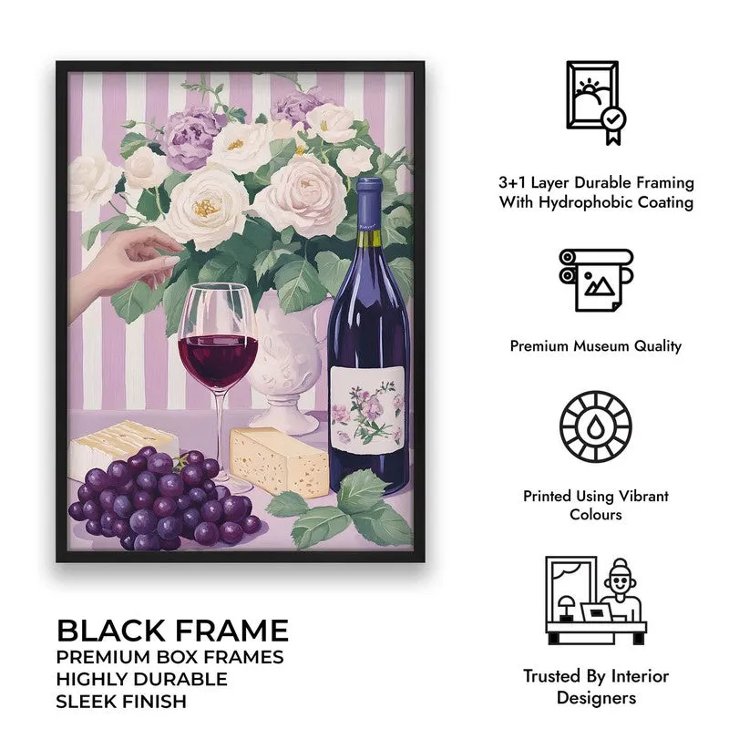 Floral Wine Archival Canvas Wall Art - Black media 10