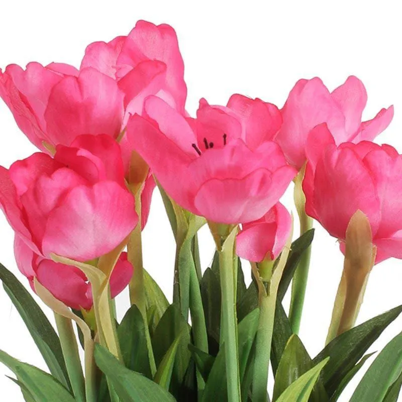 Faux Artificial Tulip Bonsai In Ceramic Pot (26 cms) - Dark Pink media 3