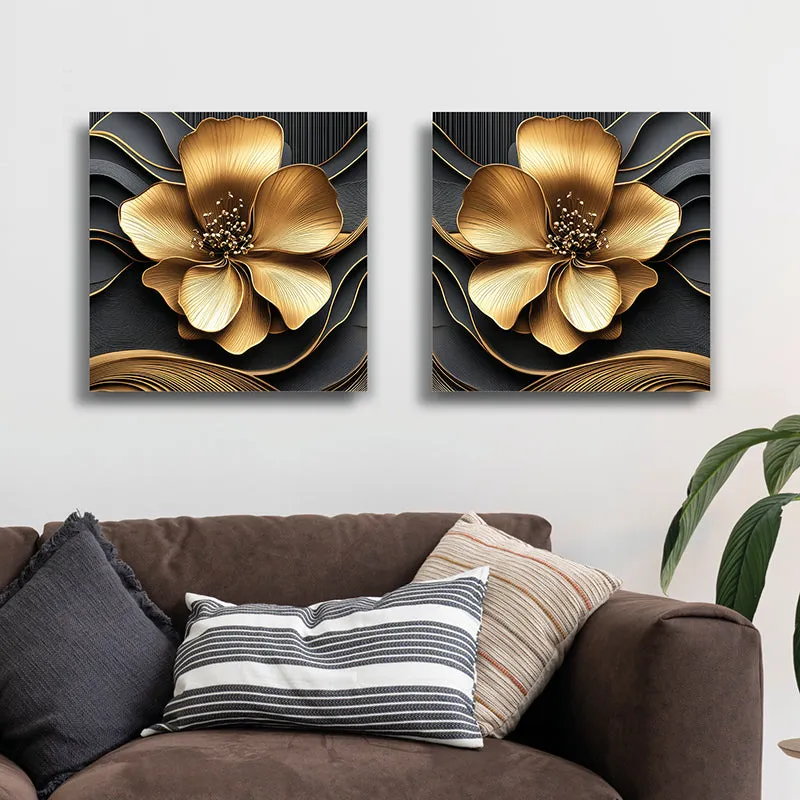 Aurum Relief Canvas Wall Art - Set Of Two media 5