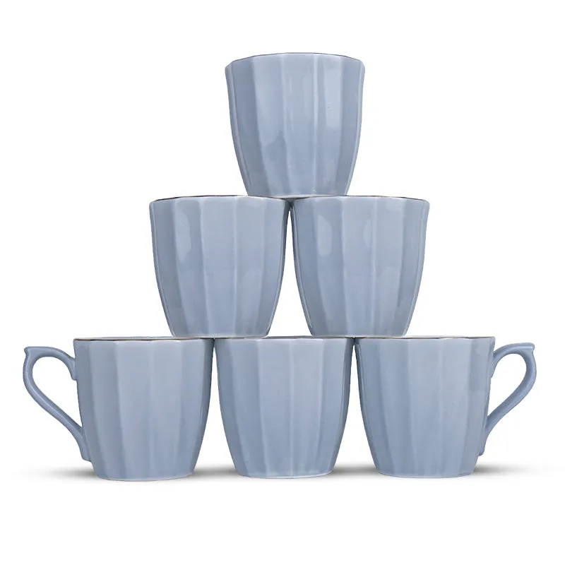 Ereva Porcelain Tea Cup (200 mL Each)/Grey)- Set of Six media 4