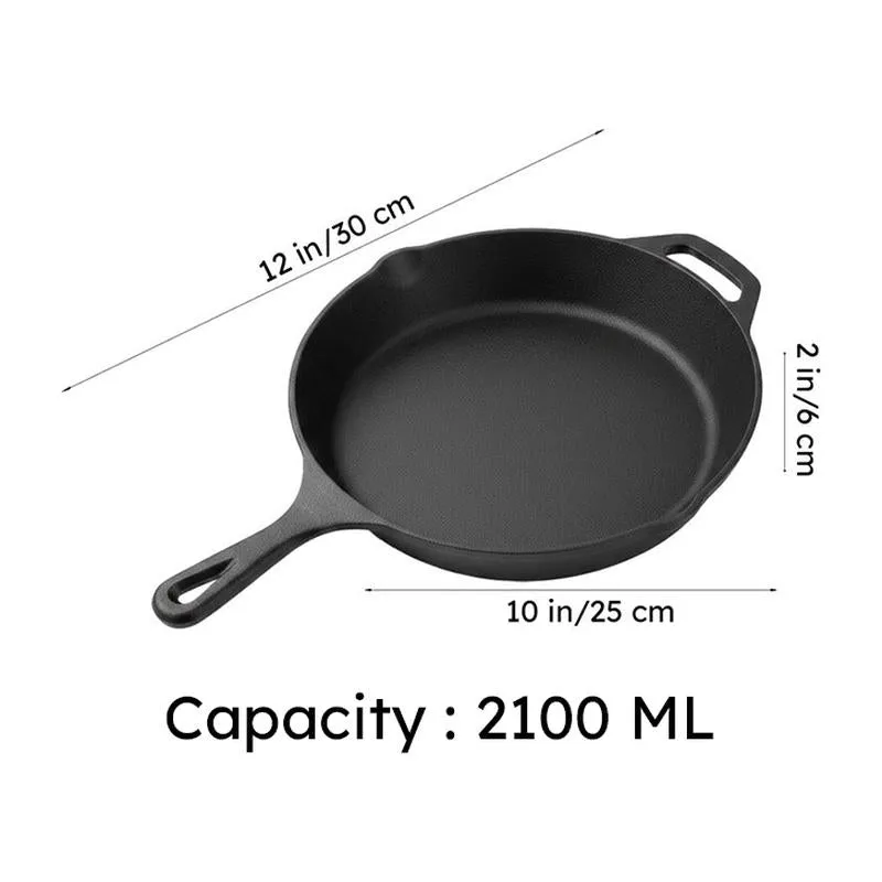 Solara Brewora Cast Iron Frying Pan with Handle - 2100 mL/12 Inch media 14
