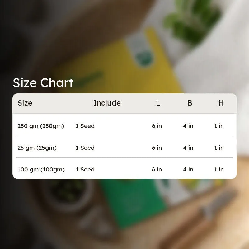 Size chart graphic shown over a blurred product background.