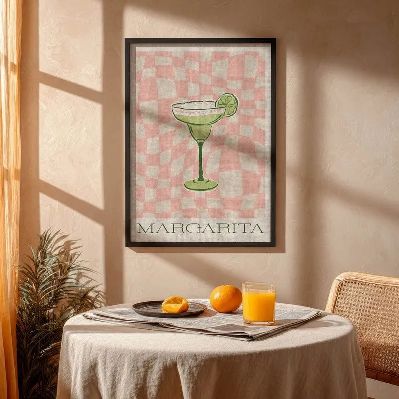 PinkCheck Margarita Archival Canvas Wall Art - Black media 4