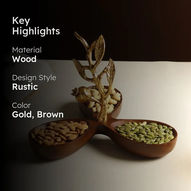 Oak Serve Wood Serving Tray - Gold,Brown media 2