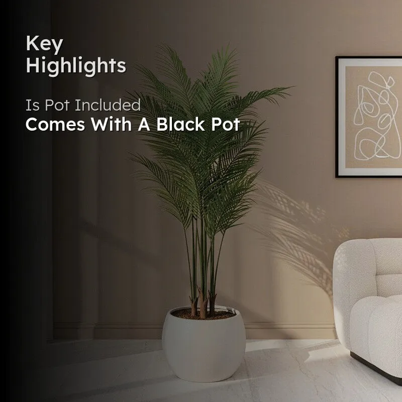 Faux Lush Areca Palm Plant With Black Plastic Pots - 5 Feet media 2