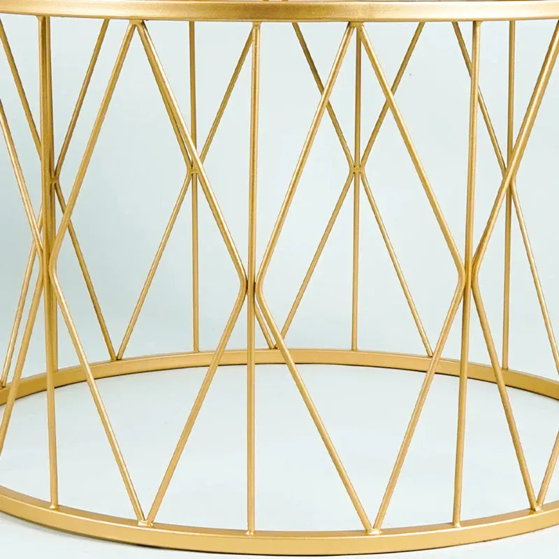 Aurum Grid Accent Table with Marble Top media 5