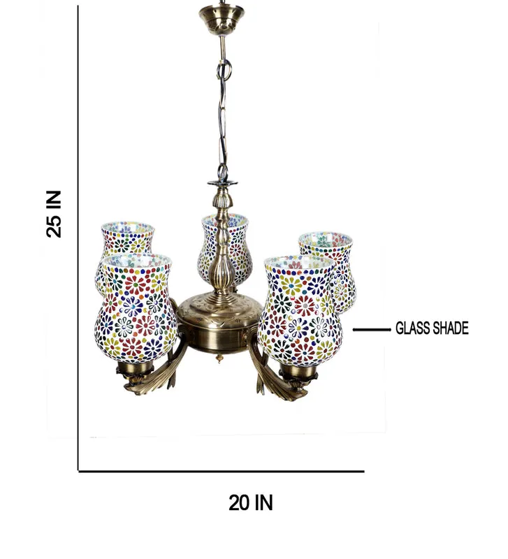 Ervo Vistara Mosaic Golden Antique Ceiling Lamp media 5