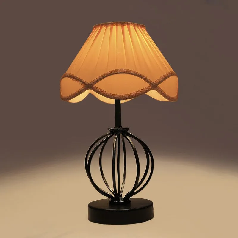 Aurylin Cotton Table Lamp With Wooden Base - Ivory media 6