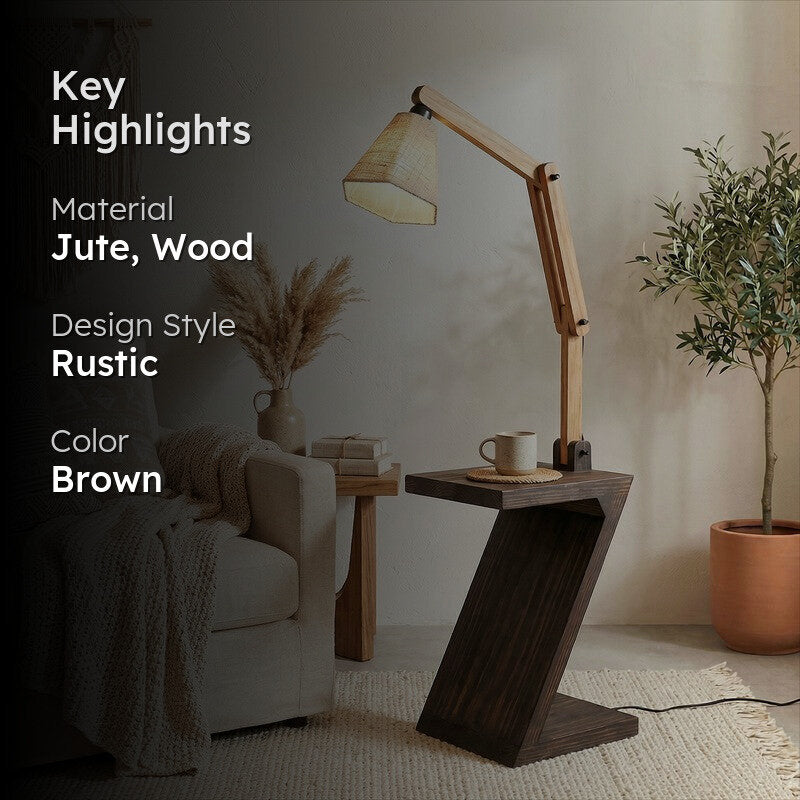 Edeva Shelf Jute and Wooden Floor Lamp media 2