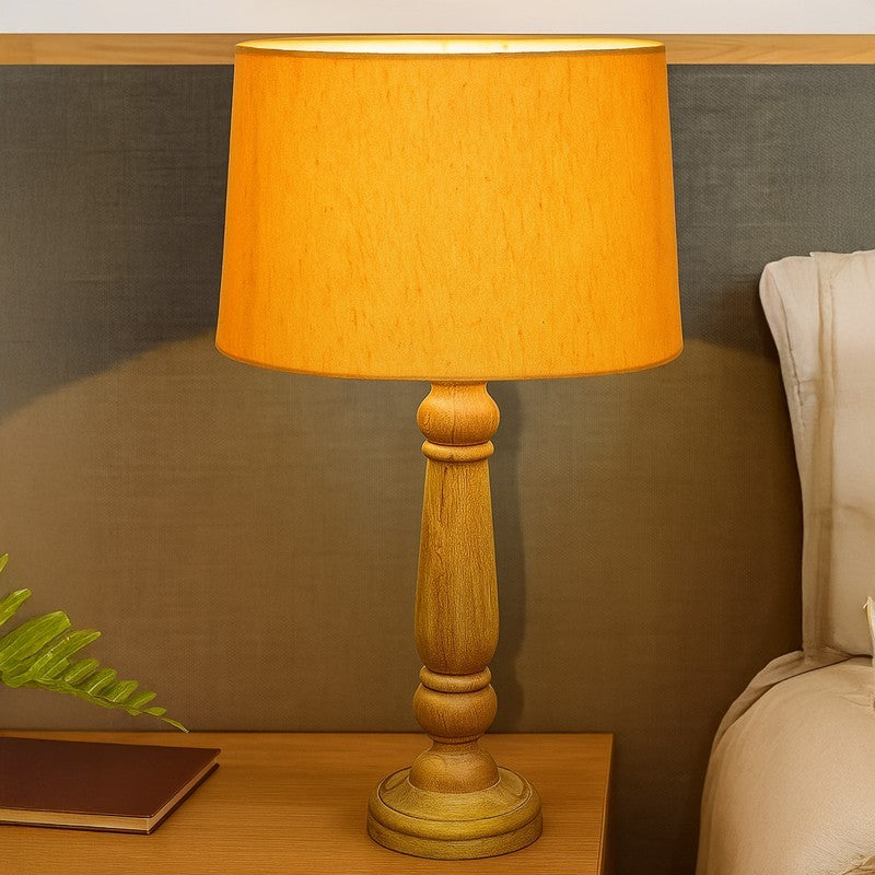 LumiCalm Ambient Desk Wooden Table Lamp - Yellow
