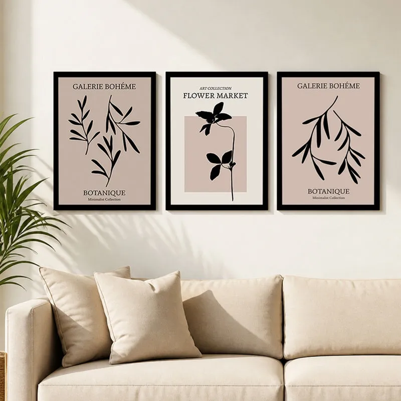 Botanique Vintage Wall Painting With Frame - Set Of Three media 2
