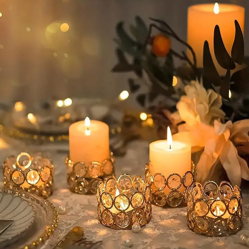 Gemlite Metal Tea Light Holder With Candle - Set Of Ten media 3