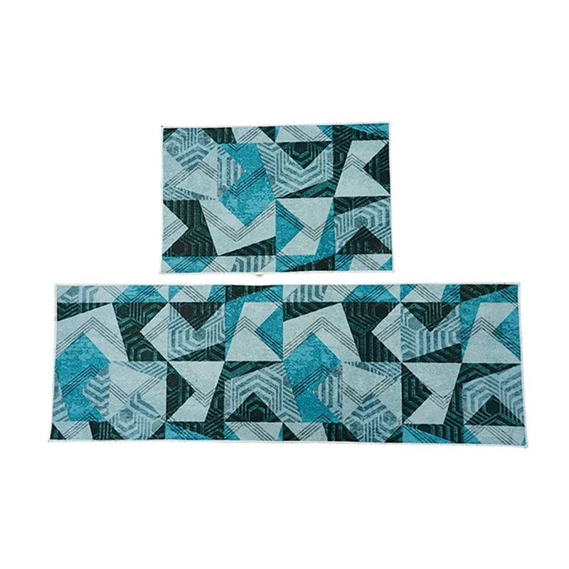 EdgeAbstra Polyester Kitchen Floor Mats (Blue) - Set of Two media 3