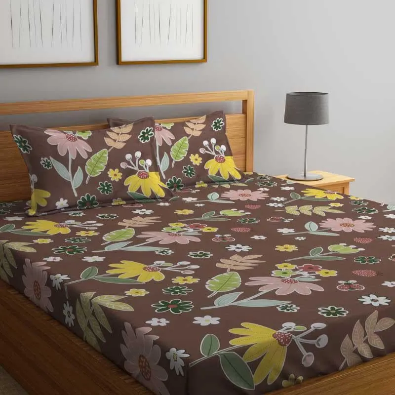 Wildflower Wonder Fitted Microfiber Bedsheet - 300 GSM media 1