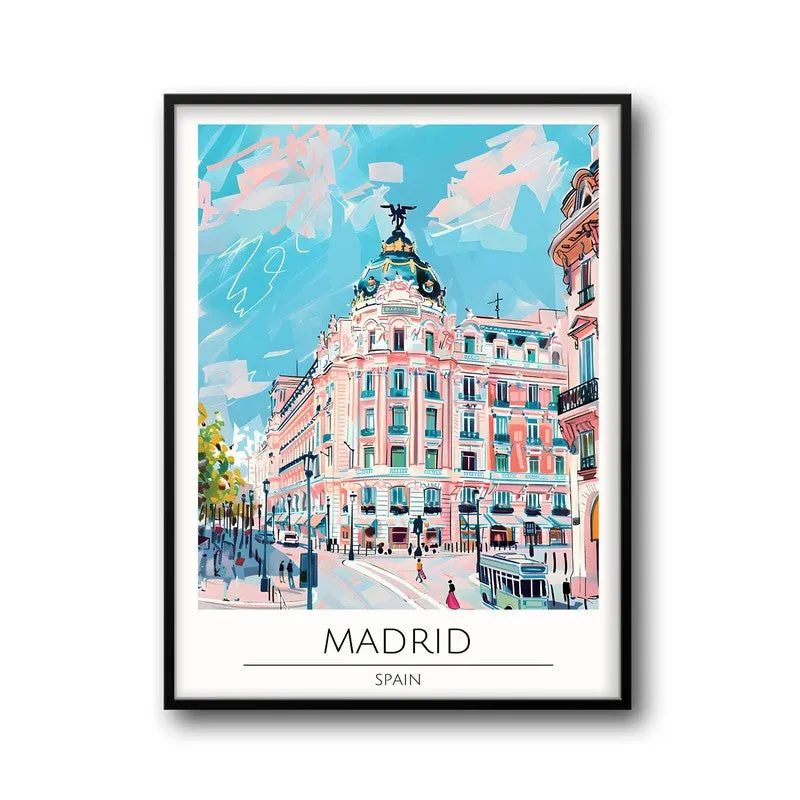 Vintage Madrid Framed Canvas Wall Painting media 5