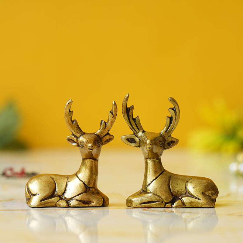Deer Gold Showpiece - Set Of Two