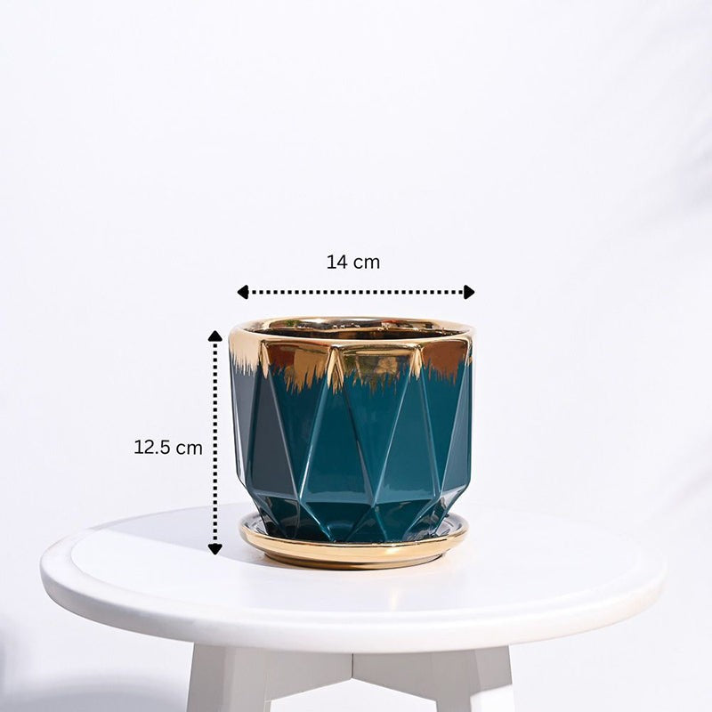 Ugaoo Geometri Ceramic Planter - Blue media 6