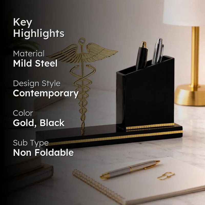 Medico Noir 24K Gold Plated Mild Steel Pen Stand media 2
