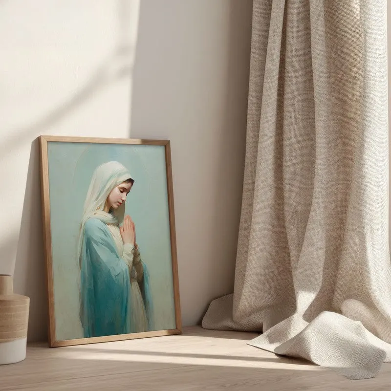 The Prayer of Mary Archival Paper Wall Painting With Brown Frame media 3