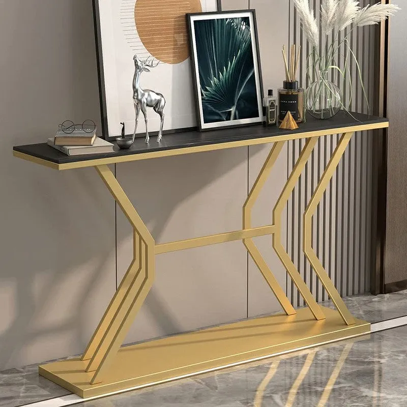 Refined Luxury Metal Console Table with MarbleTop - Medium media 1