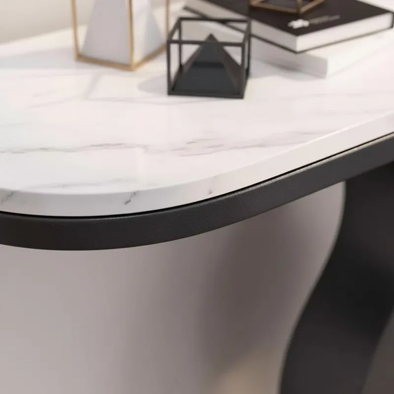 Curvy Metal Console Table with Marble Top (Black) - Large media 3