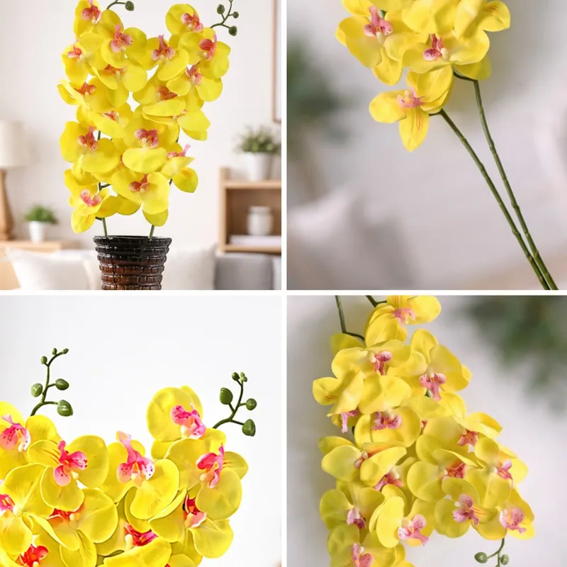 Auraflora Plastic Artificial Flower (Yellow) - Set Of Two media 6