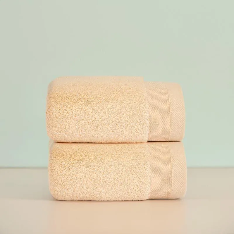 Micro Cotton Soft Serenity Solid Hand Towel (Beige) - Set Of Two media 1