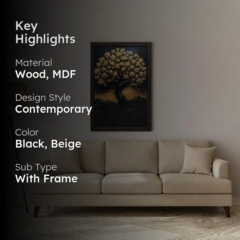 Tree of Prosperity Artistic Wall Painting With Frame media 2